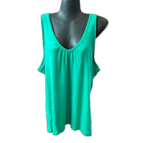 NWOT XL Merona green scoop v-neck loose relaxed fit ribbed knit tank top - Picture 1 of 13